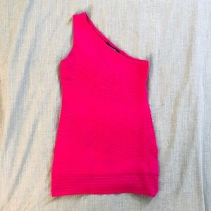 One shoulder mini dress in hot pink